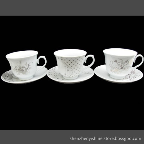 12PCS Silver Decors Cup and Saucer in Gift Box